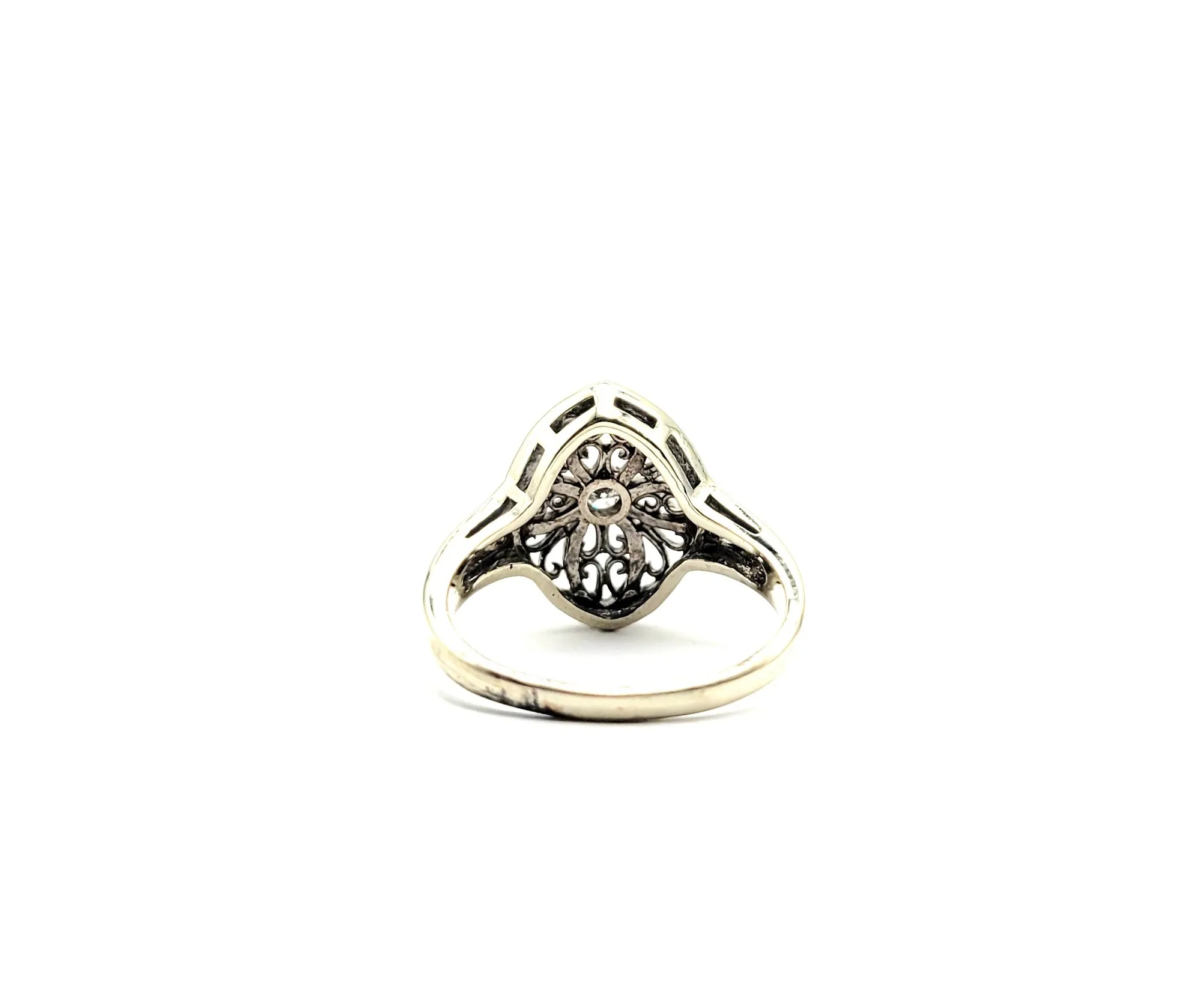 14 kt White Gold  6pt Round Dimond Filigree Cutout Ring