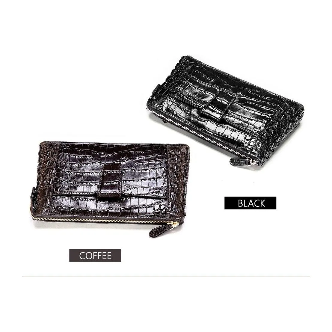 CrocoLuxe Vintage Leather Clutch Wallet