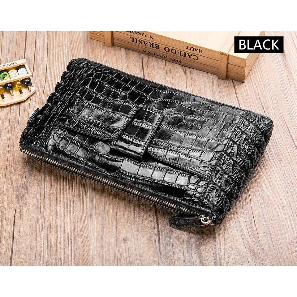 CrocoLuxe Vintage Leather Clutch Wallet