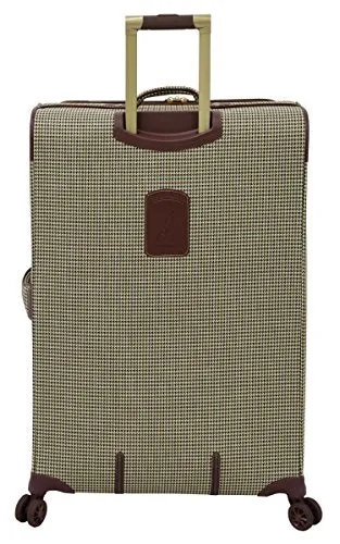 LONDON FOG Cambridge II Softside Expandable Spinner Luggage, Olive Houndstooth, Checked-Large 29-Inch