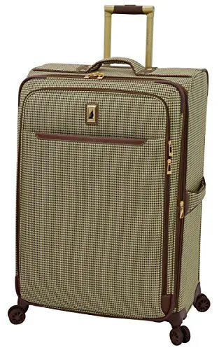 LONDON FOG Cambridge II Softside Expandable Spinner Luggage, Olive Houndstooth, Checked-Large 29-Inch