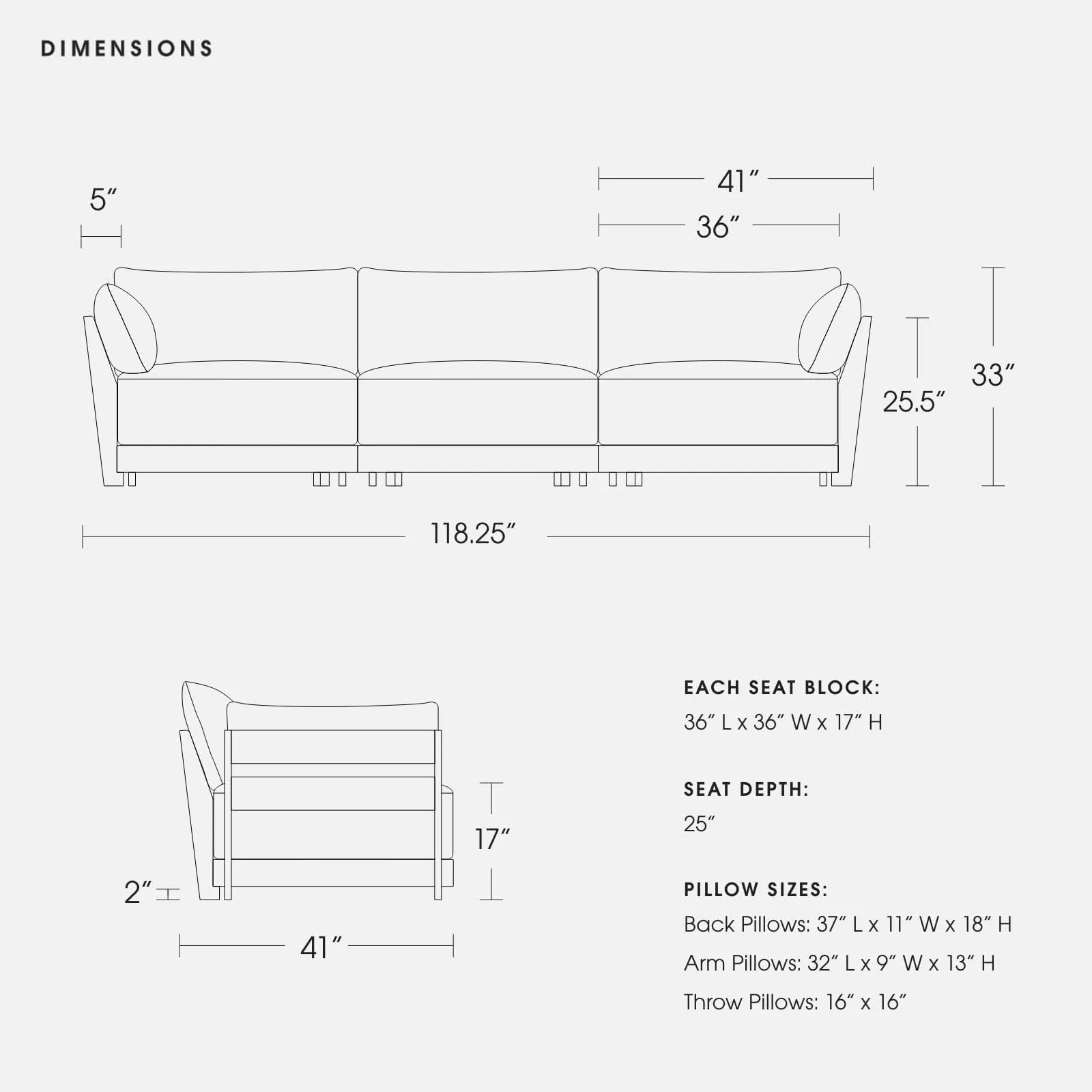 Modular Bondi Black 3-Seater Sofa in Chocolate | Classic Blend