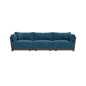 Modular Bondi Black 3-Seater Sofa in Commodore Blue | Classic Blend