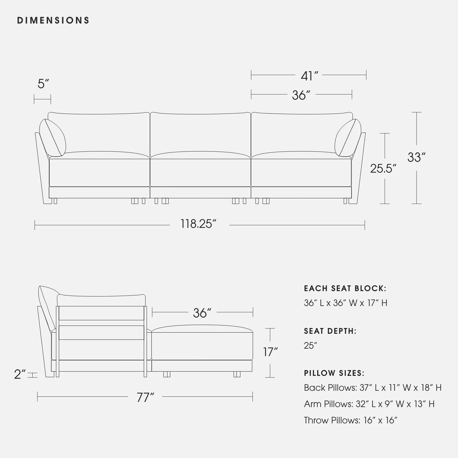 Modular Bondi Espresso 3-Seater Sectional in Storm Gray | Classic Blend