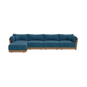 Modular Bondi Espresso 4-Seater Sectional in Commodore Blue | Classic Blend