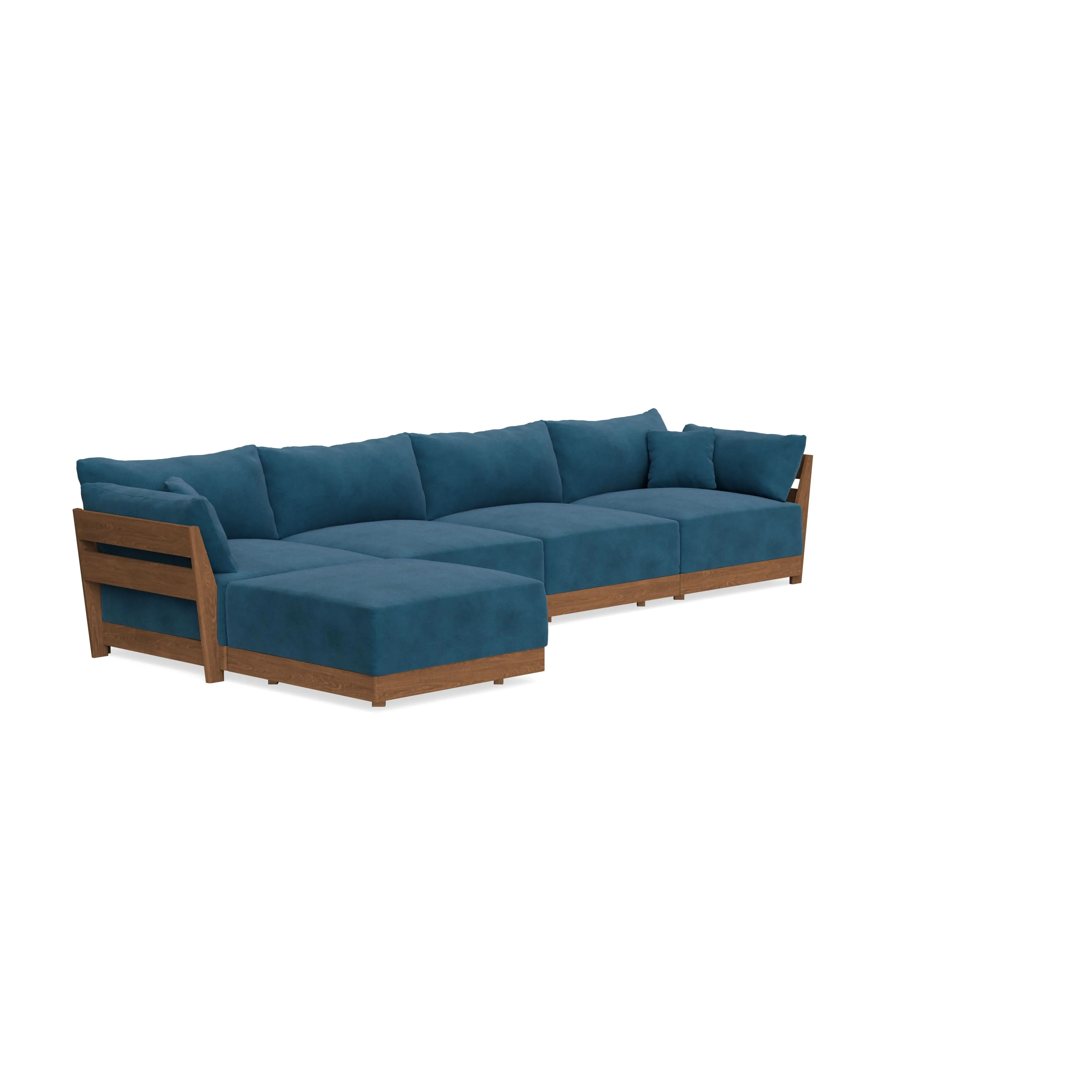 Modular Bondi Espresso 4-Seater Sectional in Commodore Blue | Classic Blend