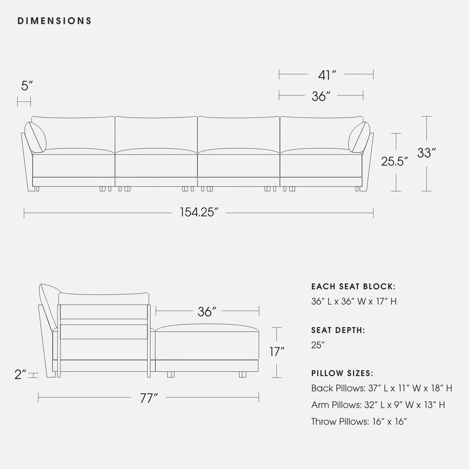 Modular Bondi Espresso 4-Seater Sectional in Commodore Blue | Classic Blend