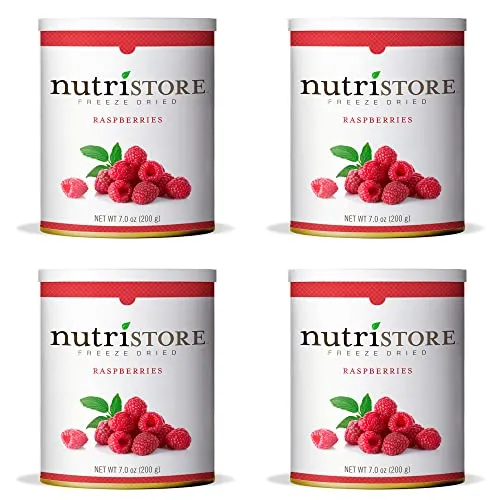 Nutristore Freeze Dried Raspberries Pack of 4 | #10 Can Fruit | Perfect Healthy Snack | Emergency Survival Bulk Fruit Food Storage | Amazing Taste & Quality | 25 Year Shelf Life