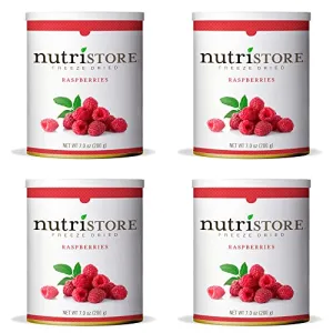 Nutristore Freeze Dried Raspberries Pack of 4 | #10 Can Fruit | Perfect Healthy Snack | Emergency Survival Bulk Fruit Food Storage | Amazing Taste & Quality | 25 Year Shelf Life